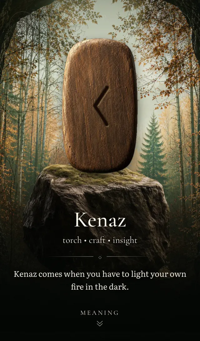 The rune of the day standing on its stone in the forest